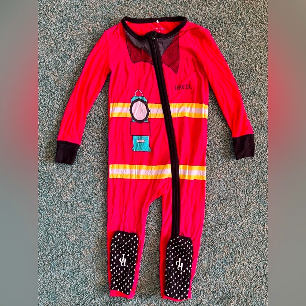 Posh Peanut firefighter one piece convertible Zippy pajama in Size 3T